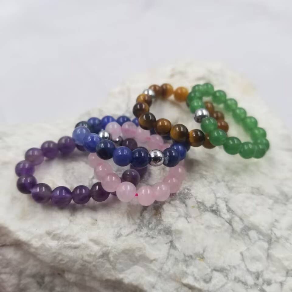 The Pretty Jewellery – Engroshandel Båndring – Natursten Beaded Stretch ædelsten Ring1