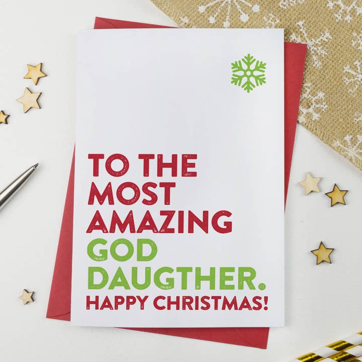 Amazing Goddaughter Christmas Card for wholesale by A is for Alphabet Ltd