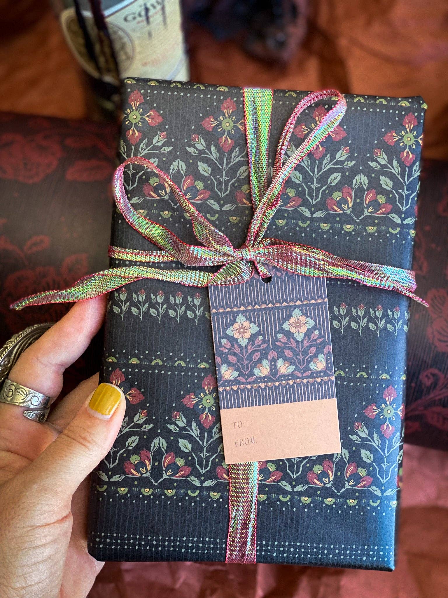 re:mused studio - Wholesale Flat Wrap - Midnight Blooms Gift Wrap Sheet-Double Sided7