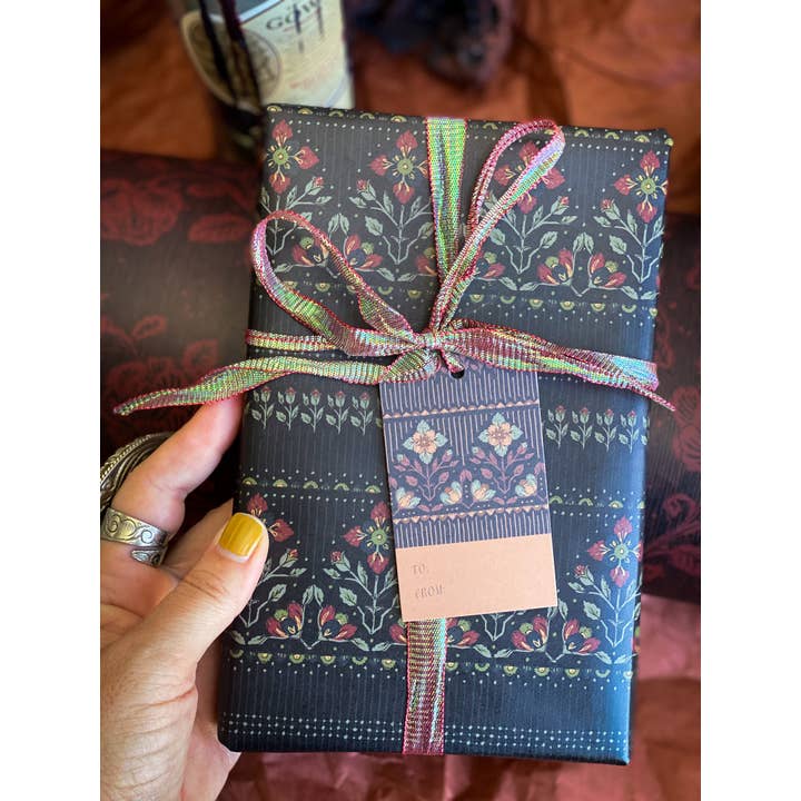 re:mused studio - Wholesale Flat Wrap - Midnight Blooms Gift Wrap Sheet-Double Sided7