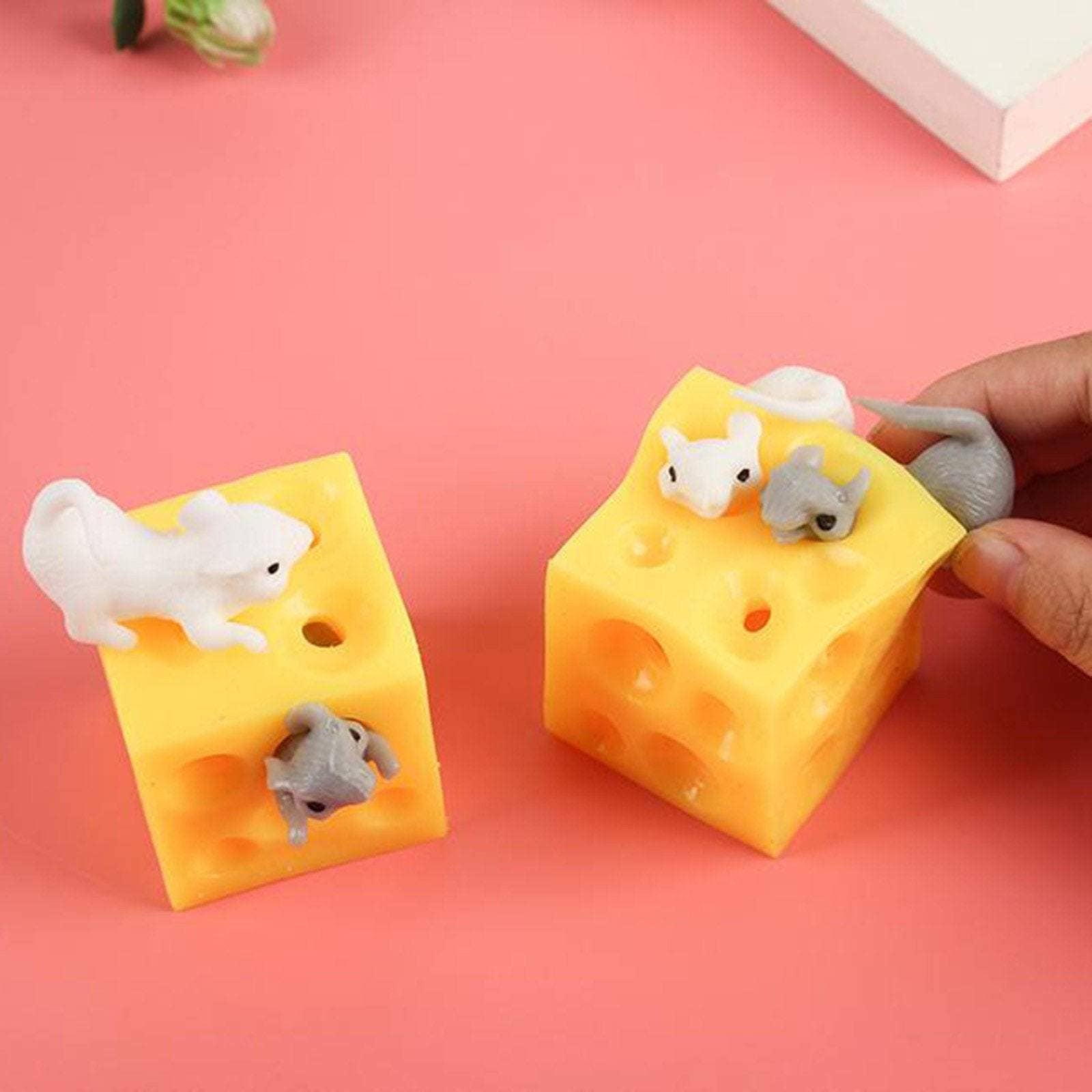 Multicolor Fun Mouse and Cheese Block Squeeze Stress Toy for wholesale on Faire4