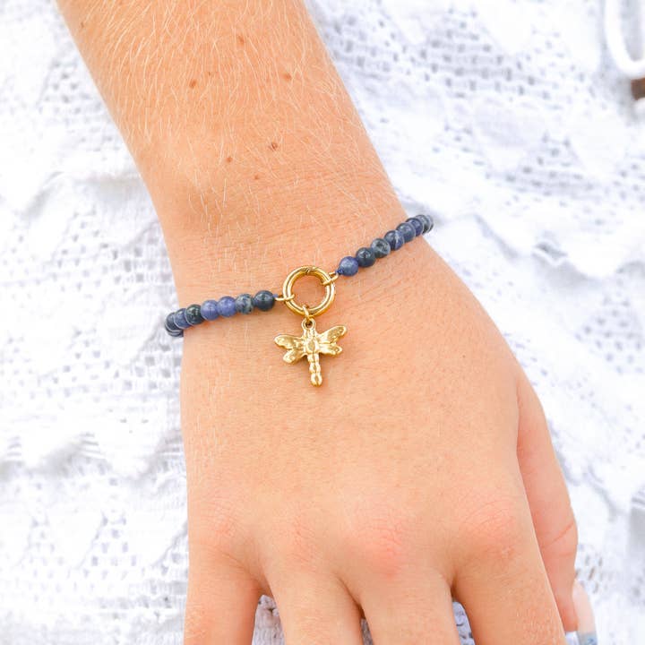 WJW - Wholesale Individual Charm/Pendant - 18K Gold PVD Stainless Steel Dragonfly Charm