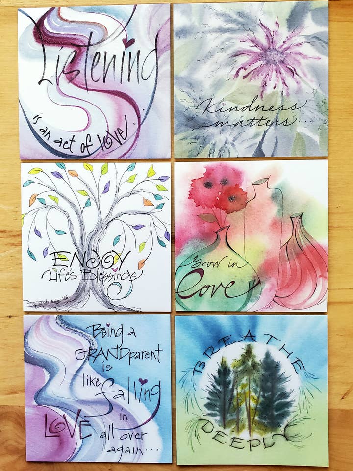 Watercolor Assorted Family Life Magnets (18 Magnets) for wholesale by Credo Designs LTD