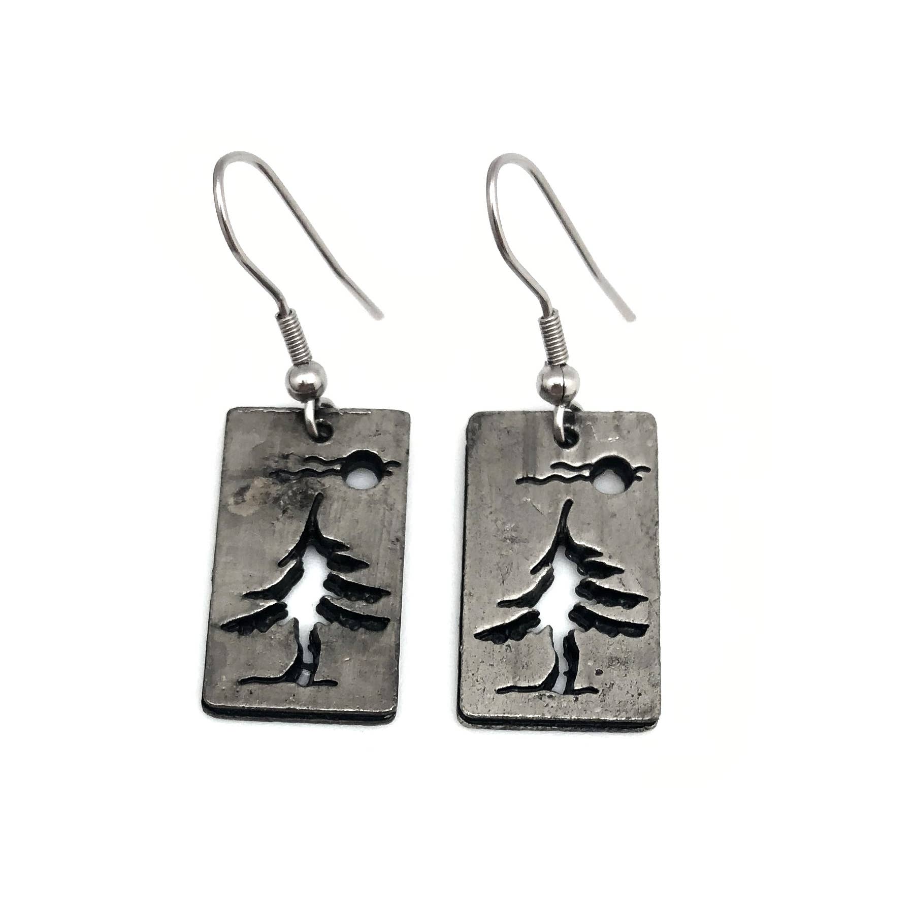 Anju Jewelry - Wholesale Dangle Earrings - Pewter Earrings - Pine Tree with Moon0