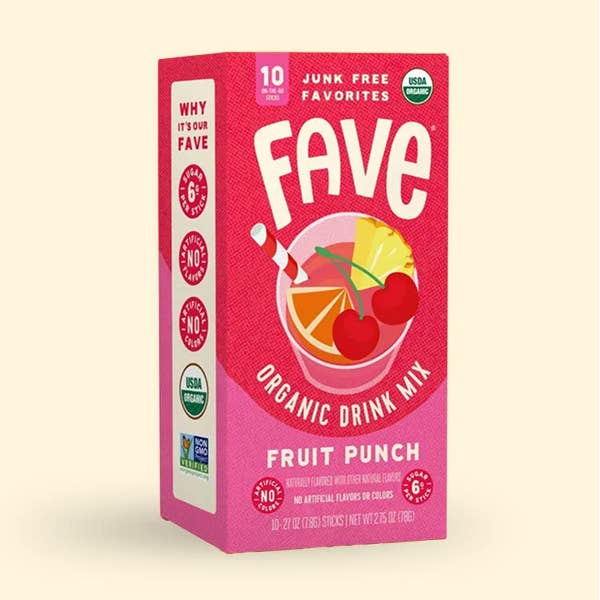 Fave Organic Drink Mix Fruit Punch 10ct for wholesale by Fave