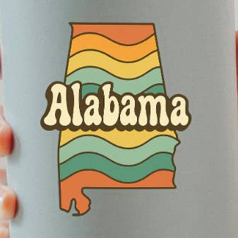 Retro State of Alabama Sticker for wholesale by Kase Wear