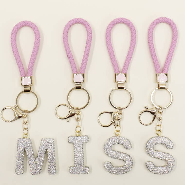 Rhinestone Alphabet Initial Letter Key Chain SS51011-40. (12PC) for wholesale by TAPA fashion