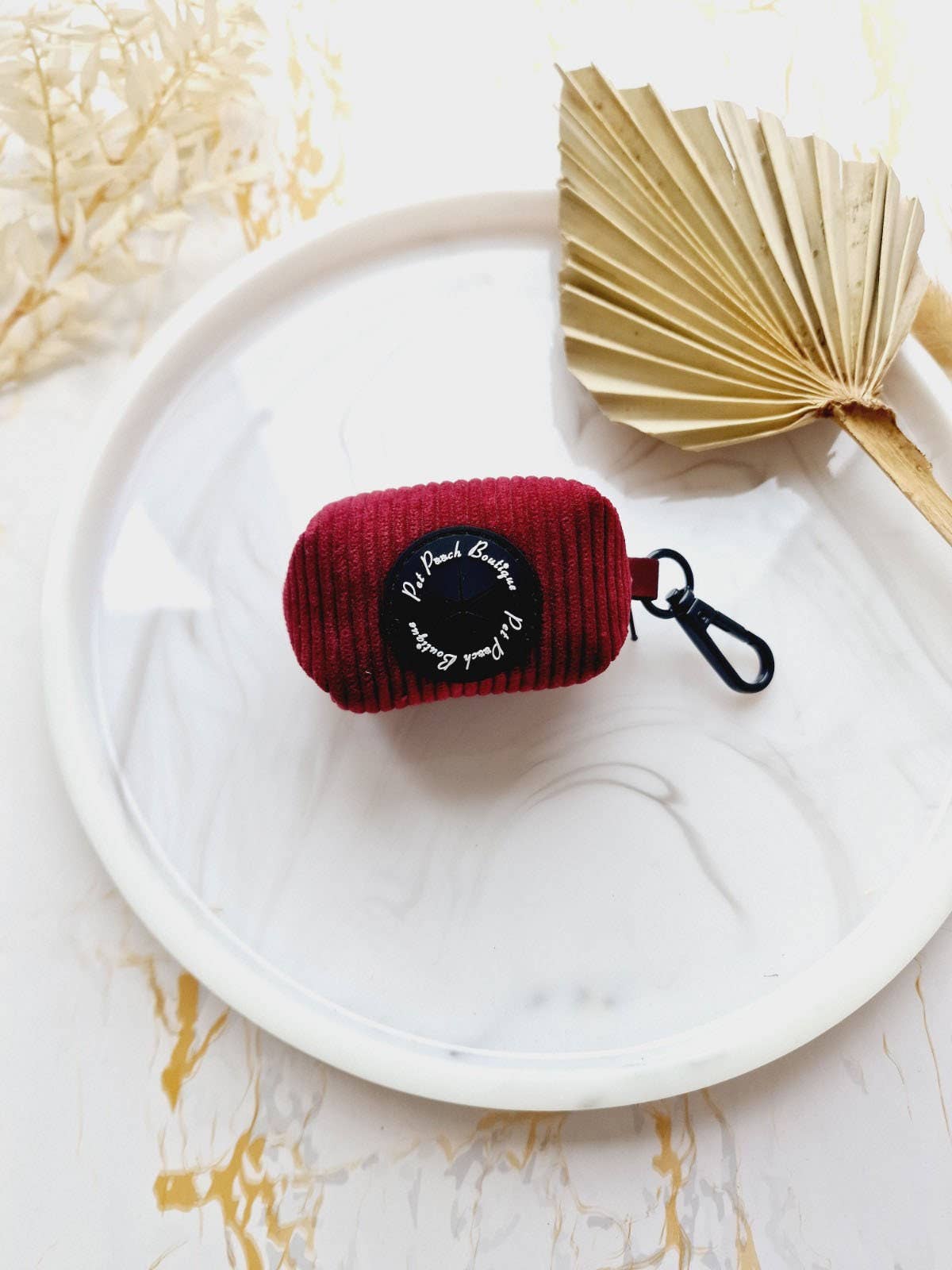 Pet Pooch Boutique – wholesale Pet poo bag dispenser – Burgundy Red Cord Dog Poo Bag Holder *Free roll of poo bags3