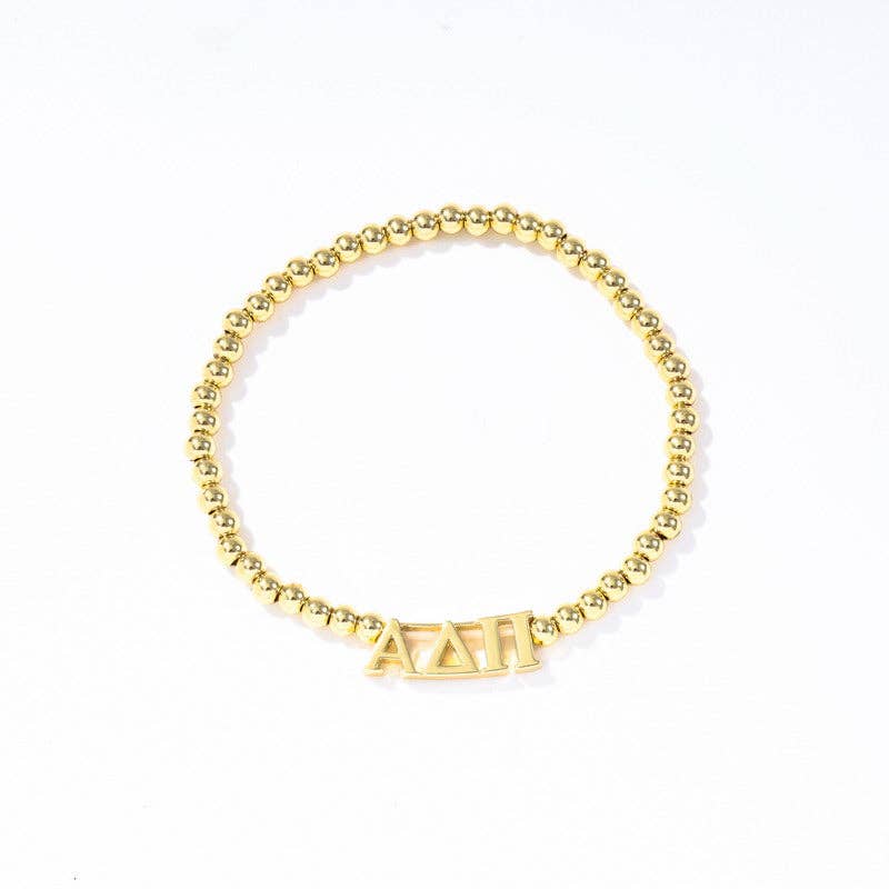 Color Shout - Wholesale Beaded Bracelet - B211 - Sorority: Gold Beaded Bracelet with Greek Letters on Stretch Cord6