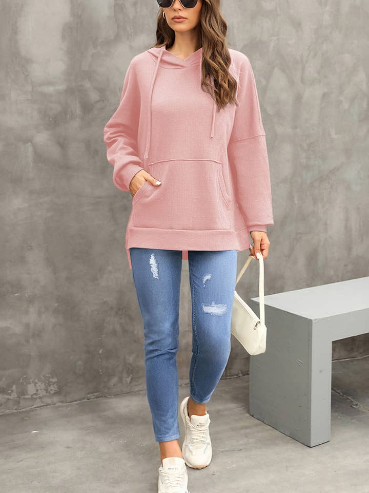 Lily Clothing - Wholesale Hoodie - Women's - CASUAL TEXTURED HOODIE WITH LARGE POCKET HOODIE10