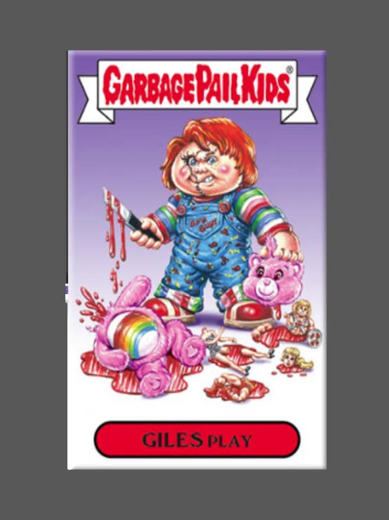 GARBAGE PAIL KIDS, Giles Play, Magnet, Button, Childs Play for wholesale by Ba Ba Buttons