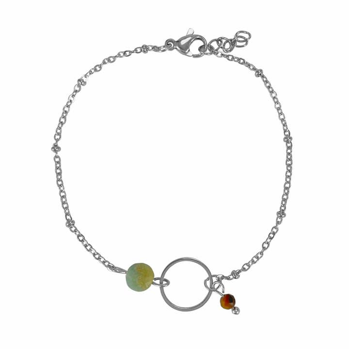 Amazonite Bracelet & Tiger Eye Ring - Silver for wholesale by Saint Clairmont