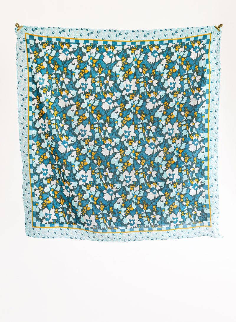 Djian – Cachecol - Mulher por atacado – Lenço 100% algodão orgânico / Hana - petróleo / menta / mel3