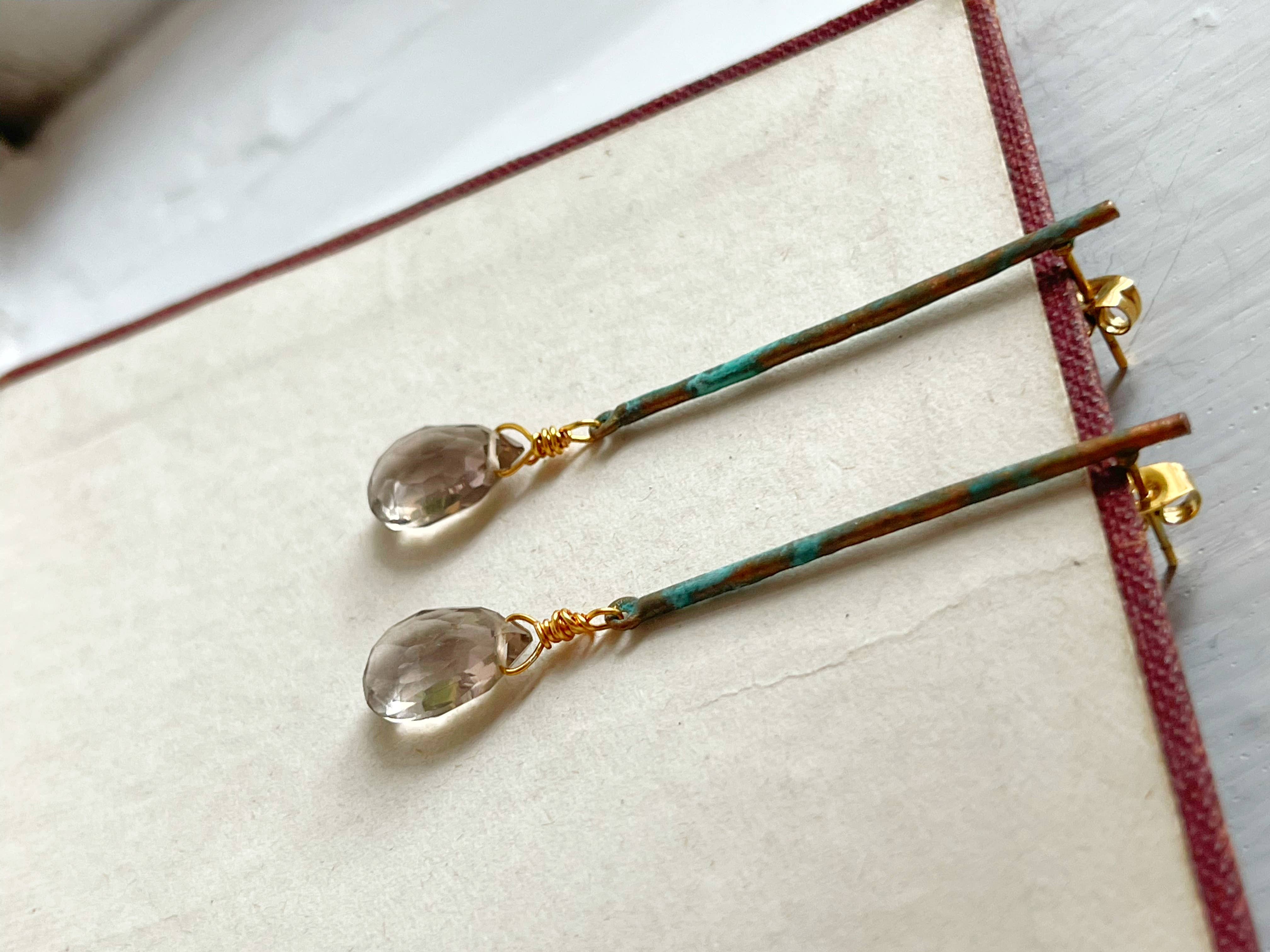 Rage Gems & Jewelry - Wholesale Dangle Earrings - Patina & Smoky Topaz Stick Earrings2
