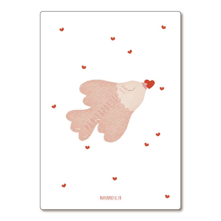 Postcard / Card "Heart Bird" for wholesale by Papier Poetic