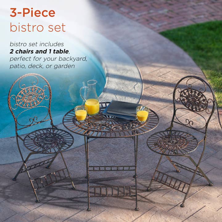 Alpine Corporation - Wholesale Patio Set - Alpine Corporation Vintage Bronze Metal Oval Bistro Set