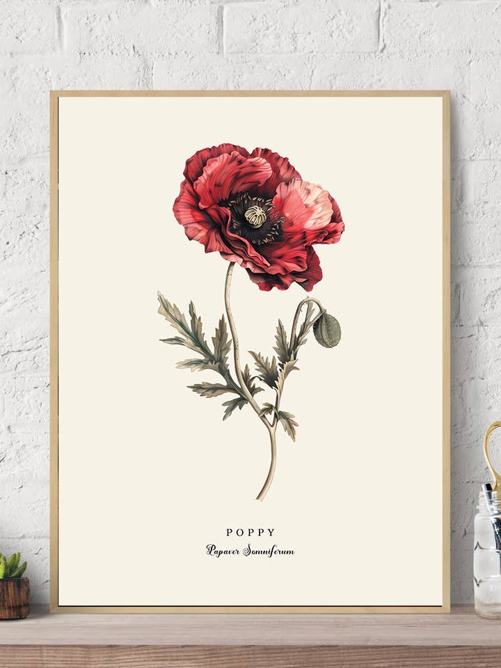 Vintage Poppy Canvas Väggkonsttryck för wholesale av Arttique - Artistry Canvas Prints