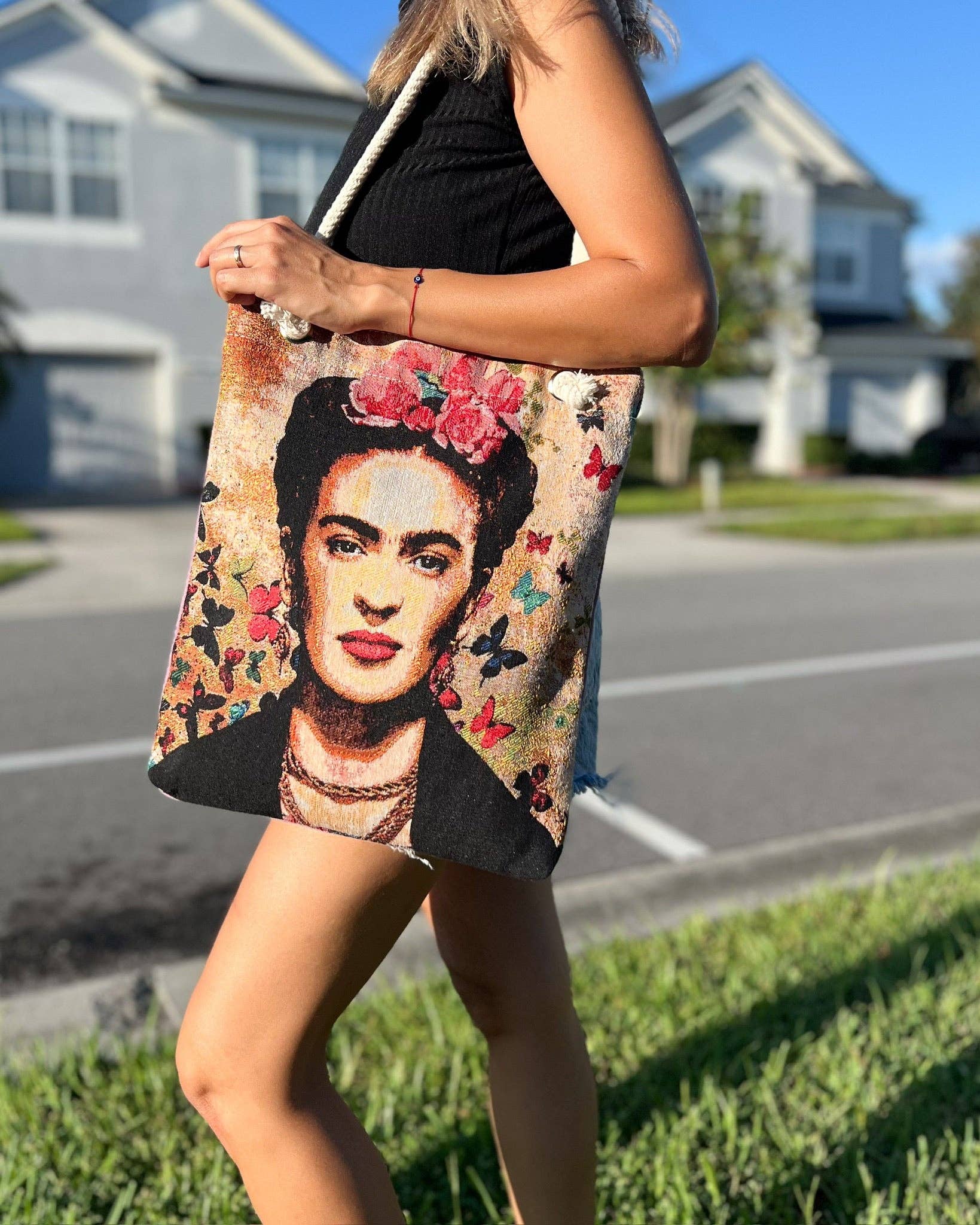 Umays Boho - Wholesale Tote Bag - Women's - Frida Kahlo Shoulder Bag, Handmade Tote Bag for Women4