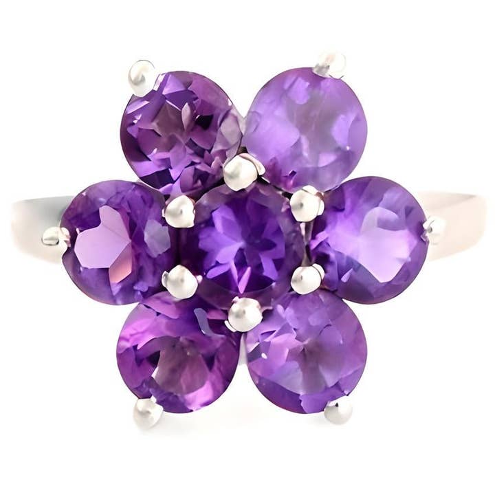 GEMPARA - Wholesale Multi-Stone Ring - 2 CT Round Amethyst Periwinkle Ring