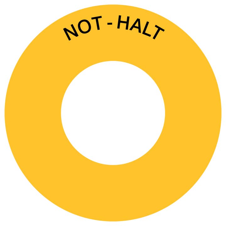 Emergency stop contrast underlay DE for wholesale by Blitzpfeil24 by Jahn Industrieschilder/Etiketten GmbH