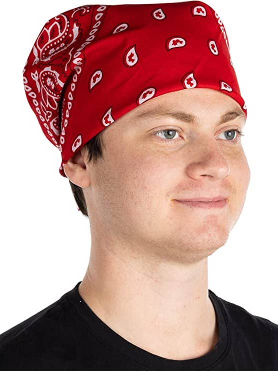 Paisley Printed Cotton Bandanas: Red for wholesale by Funky Junque