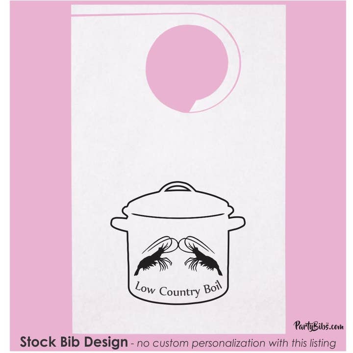 Stock Party Bibs-Low Country Boil Design, Pack of 10 for wholesale by Party Bibs