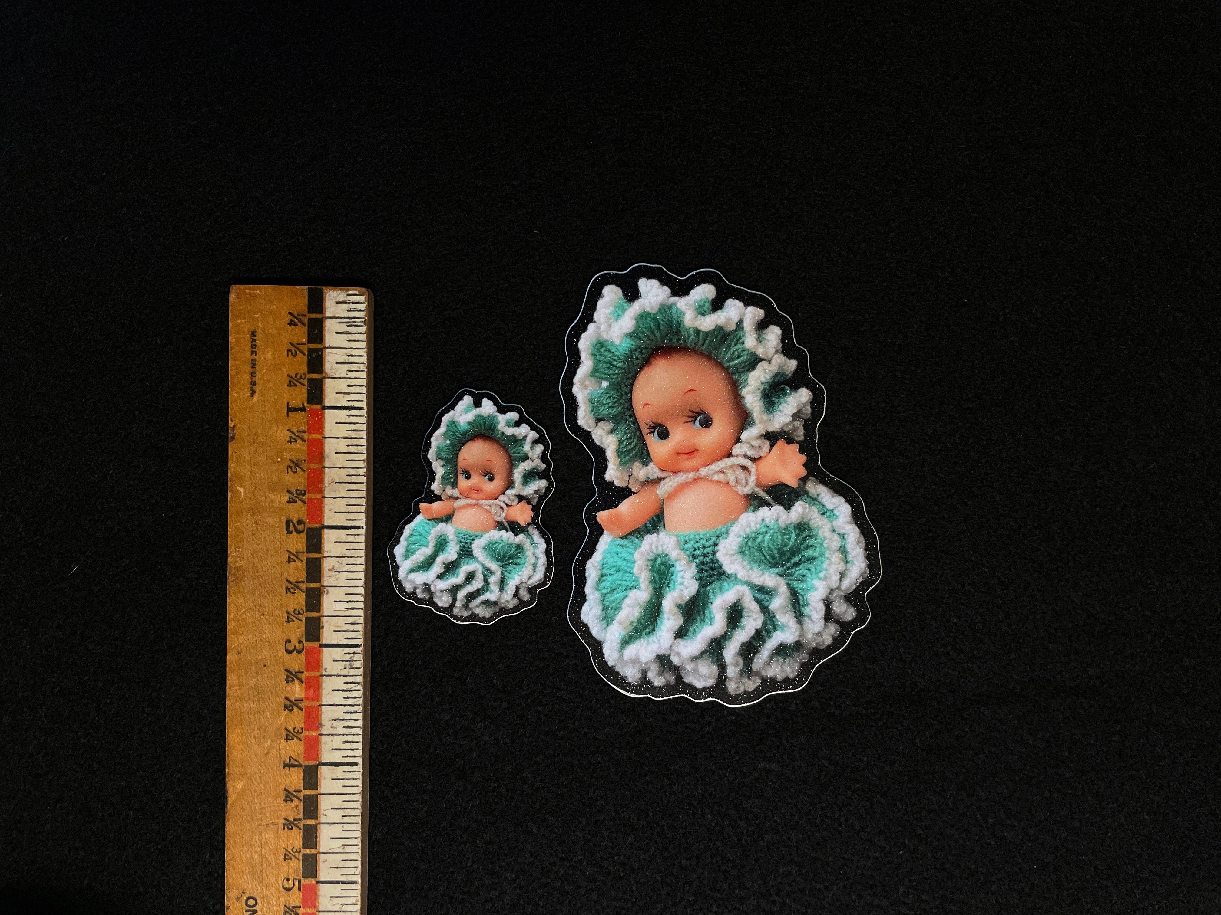 Aimee Miller Art - Wholesale Sticker - Ruffle Kewpie Doll Glitter Sticker 0