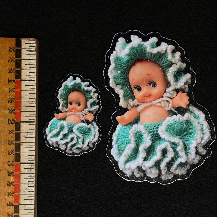 Aimee Miller Art - Wholesale Sticker - Ruffle Kewpie Doll Glitter Sticker 0