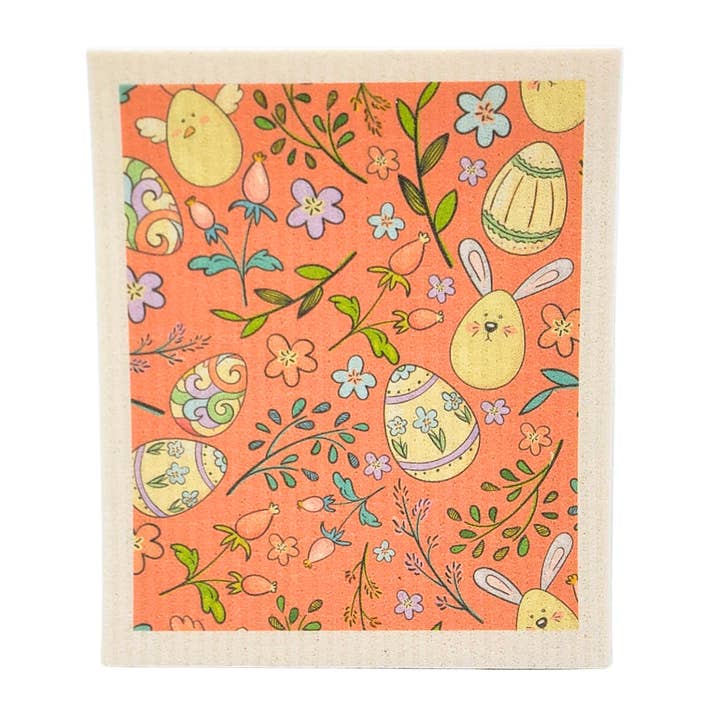Coral Easter Eggs Swedish Dishcloth - Easter Decor for wholesale by Driftless Studios