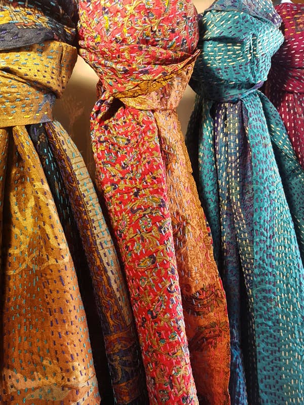 Silk Kantha Scarves-Regular Width for wholesale by The Red Sari by Jennings & Allen
