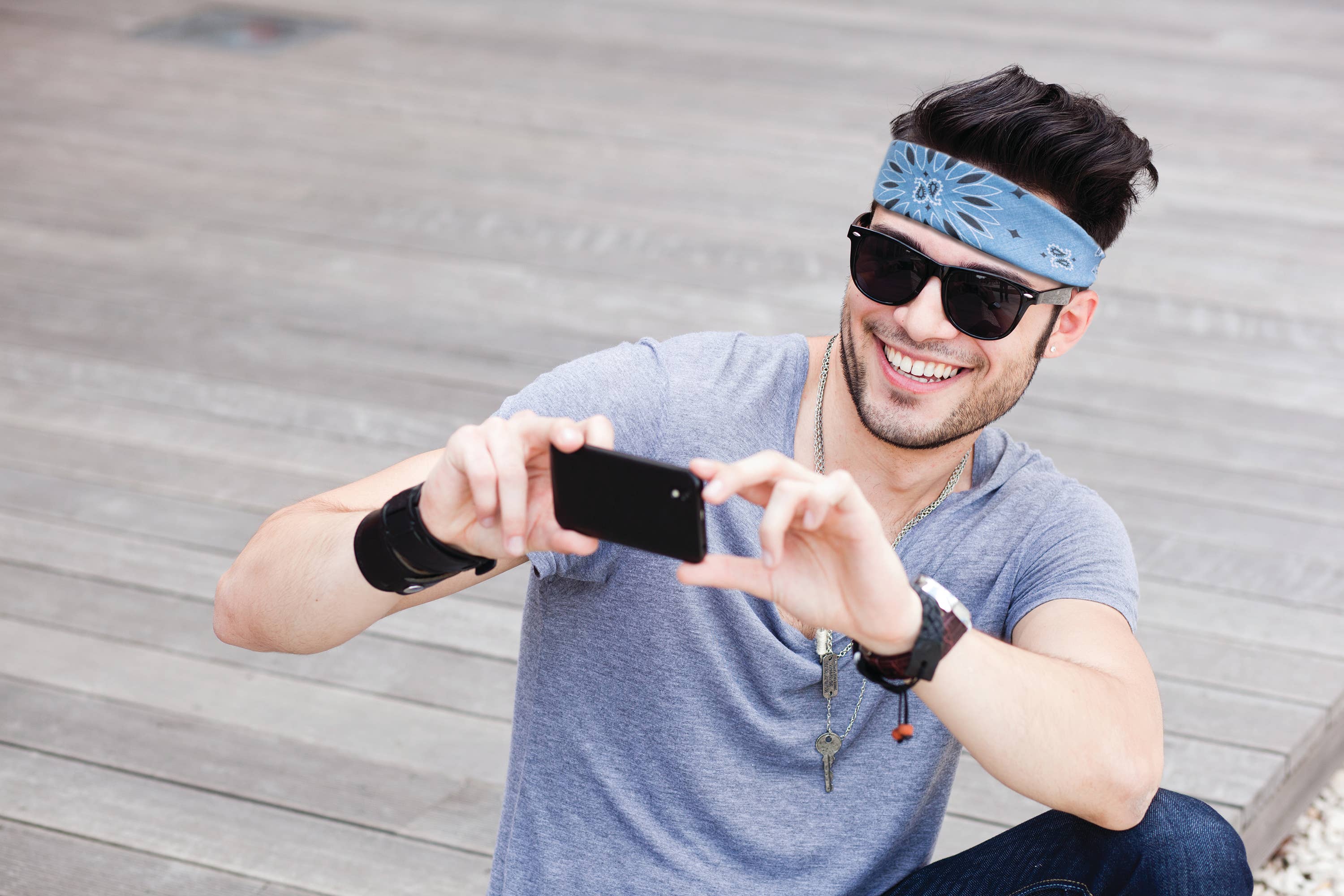 The Bandanna Company - Wholesale Bandana - Unisex - Bandanna - 22" MADE IN USA - Chambray Paisley3