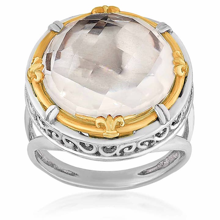 Statement Rock Crystal Ring with 18k Gold Vermeil for wholesale by Anatoli Jewelry