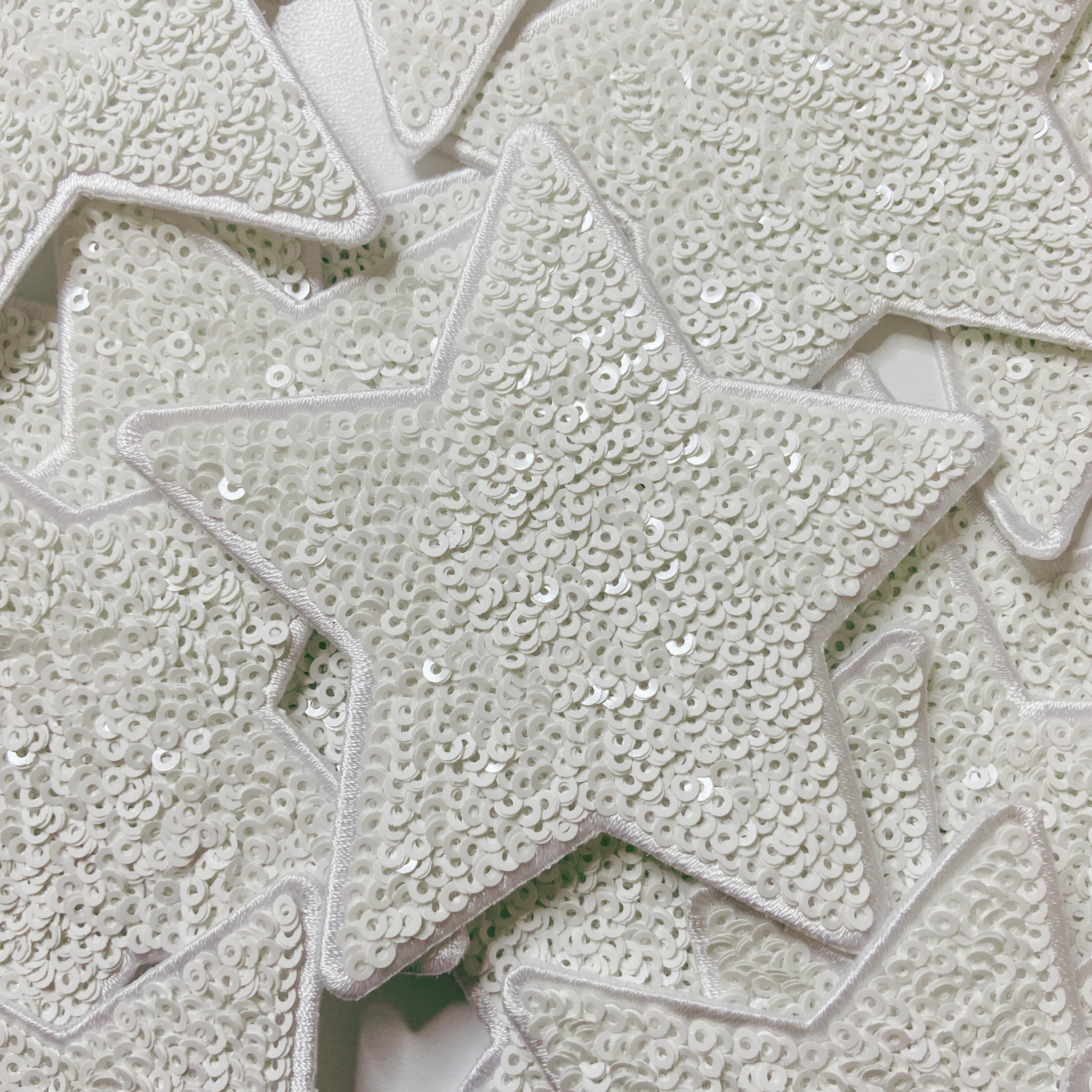 TEELUX - Wholesale Patch - 4" White Star - Sequin Embroidered Hat Patch1