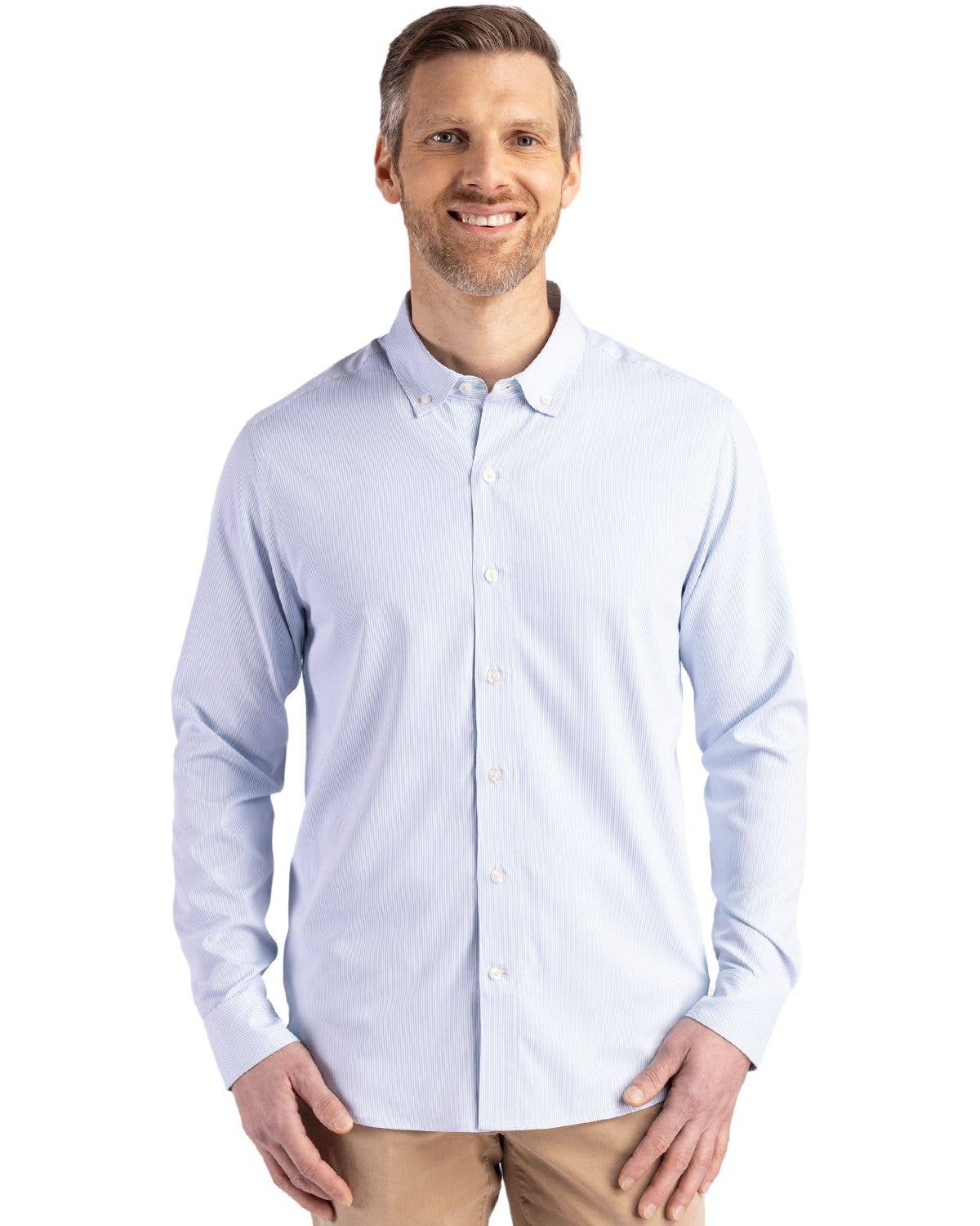 Cutter & Buck - Wholesale Button Down Shirt - Men's - Cutter & Buck Skyline Eco Pinstripe Big & Tall Dress Shirt8