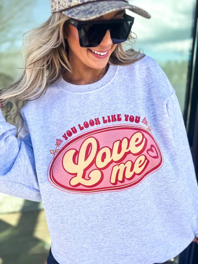 Camisola Cinzenta Gráfica com Gola Redonda "Pareces Gostar de Mim" por atacado de birdie