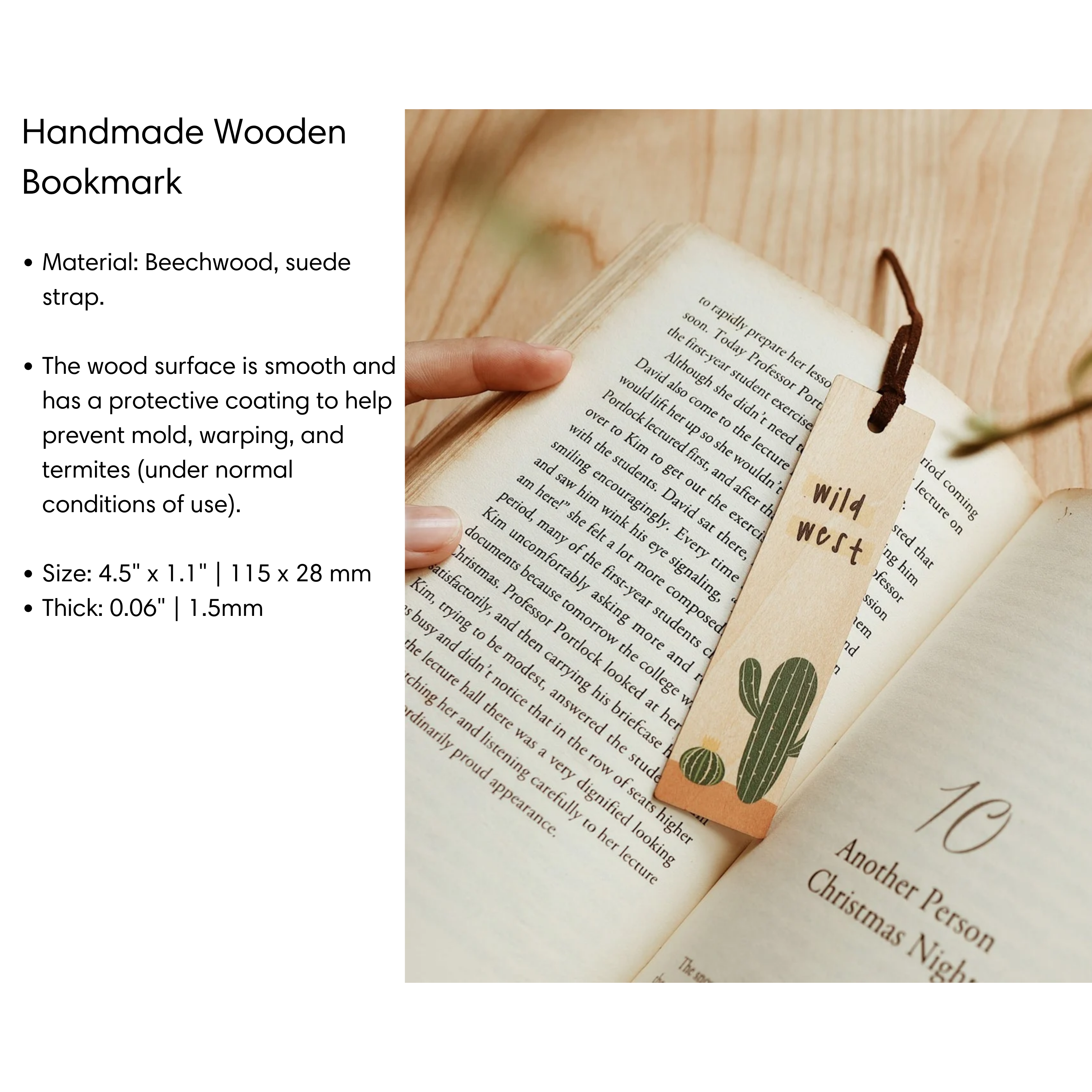 194 Craft House - Wholesale Bookmark - Floral Wood Bookmarks (Set of 5) - Home Decor and Gifts2