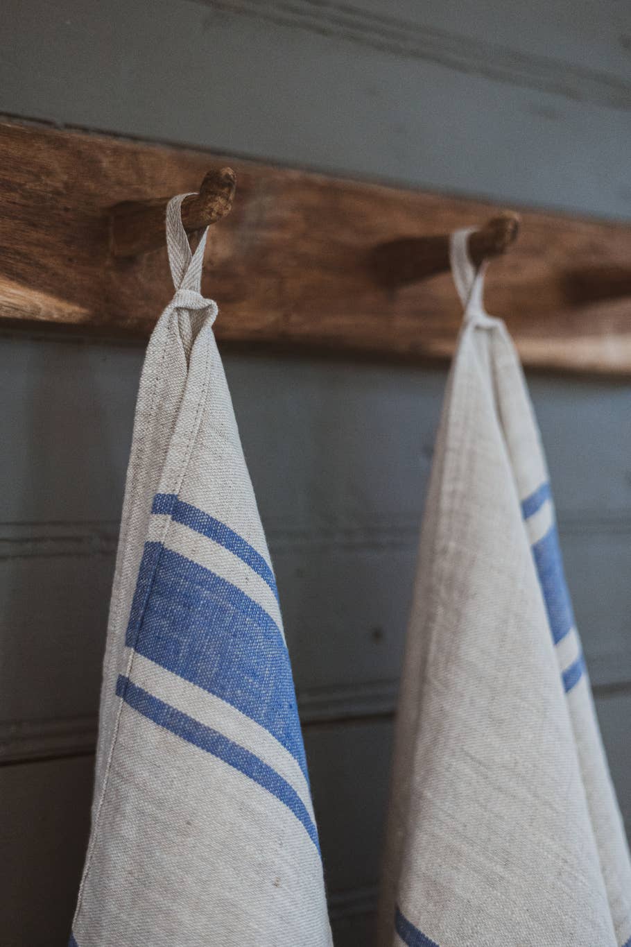 Natural Blue Stripes French style Linen Kitchen Towels  for wholesale on Faire2