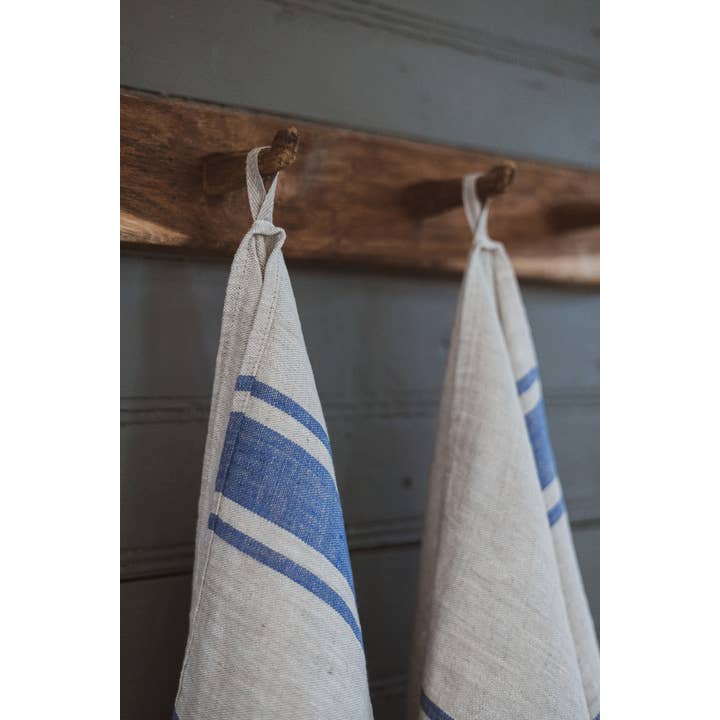 Natural Blue Stripes French style Linen Kitchen Towels for wholesale on Faire2