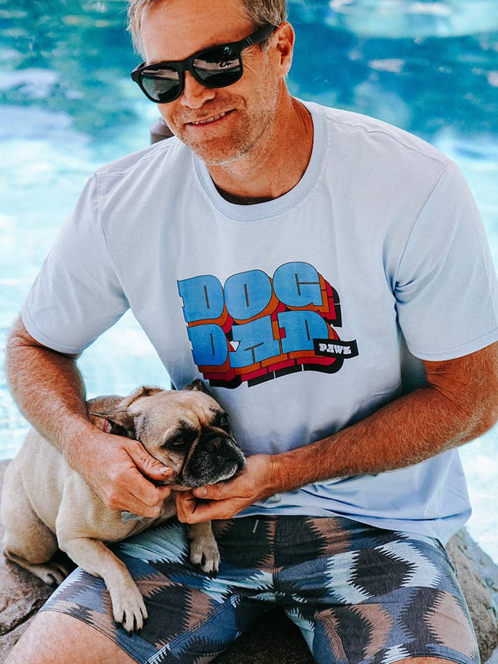Hellblaues Retro Dog Dad T-Shirt für den Großhandel von PAWZ