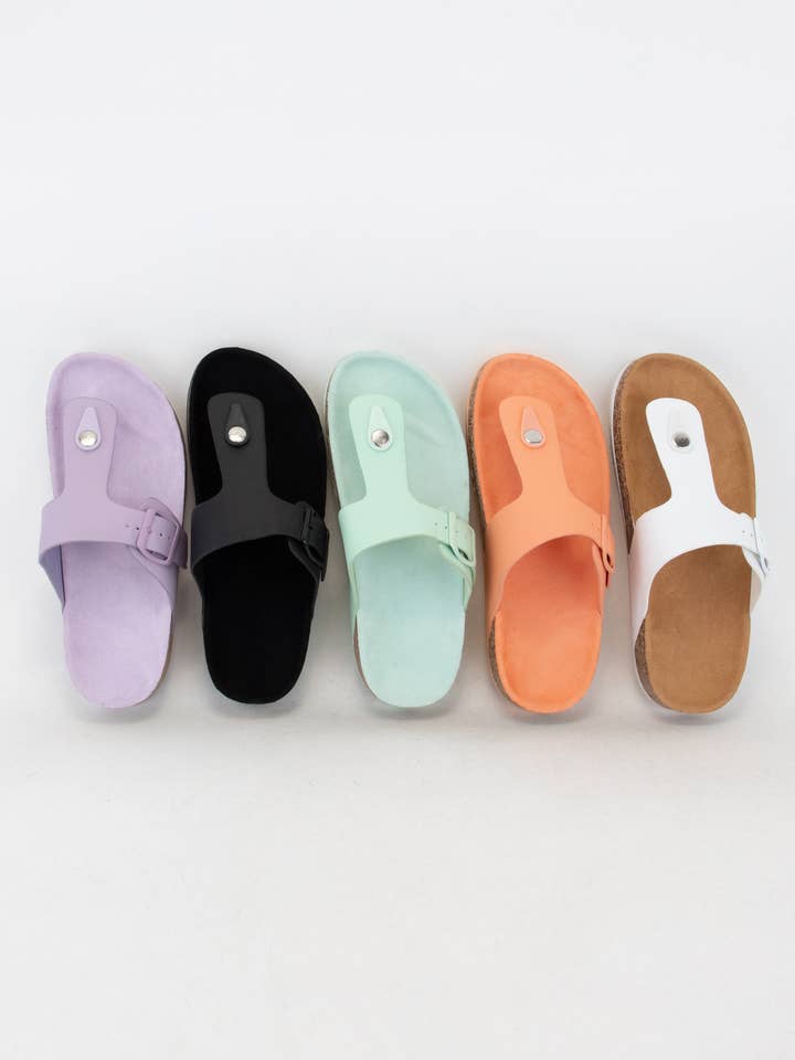 CCOCCI - Wholesale Sandals - Women's - AUDRINA T-SHAPE CUT OUT UPPER THONG STYLE SLIDE SANDAL