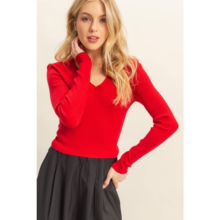 HYFVE - Wholesale Knit Sweater - Women's - V-Neck Fitted Sweater1