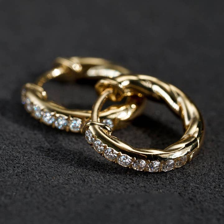 Sterling Silver Mobius Pave Hoop Earrings for wholesale by happyzzzsu