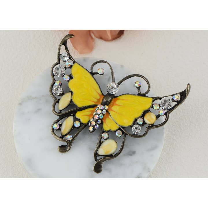 AK Brand - Wholesale Brooch - Antique Green Enamel Opal Butterfly Insect Brooch Pin15