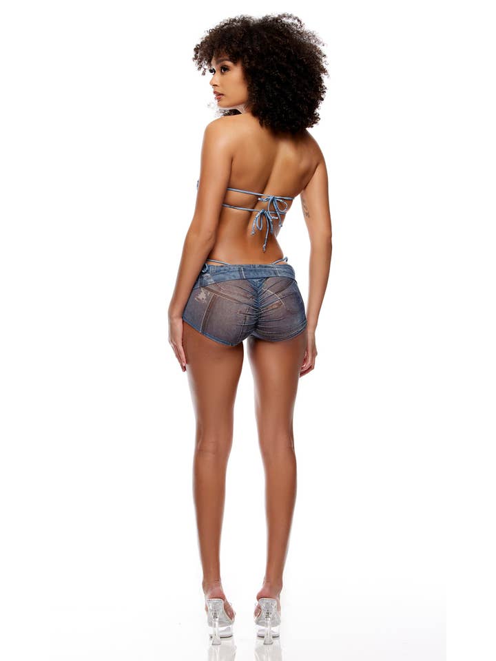 Lys denim patchwork Ravello Mesh Pool Shorts - Lys Denim Patchwork for engroshandel på Faire1