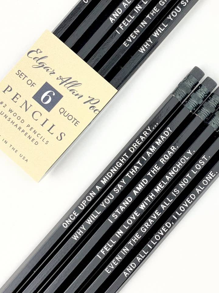 Edgar Allan Poe Quote Pencils Gift for Book Lovers and other Purchase Wholesale lover. Free Returns & Net 60 Terms on Faire trending on Faire.