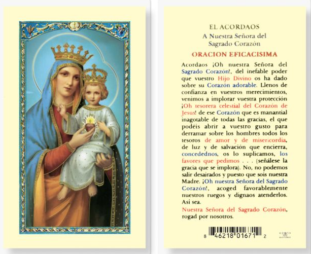 SAN JUDITAS RELIGIOUS ARTICLES - Wholesale Religious Card - NUESTRA SRA. DEL SAGRADO CORAZON0