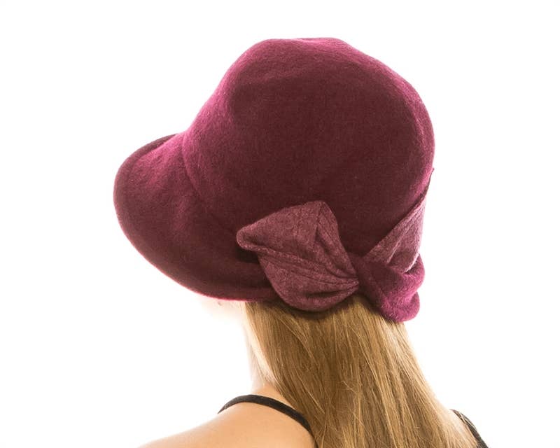 DNMC - Wholesale Cloche Hat - Women's - Shapeable Wool Cloche W/ Bow - 3 Colors2