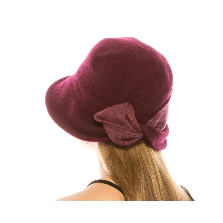 DNMC - Wholesale Cloche Hat - Women's - Shapeable Wool Cloche W/ Bow - 3 Colors2