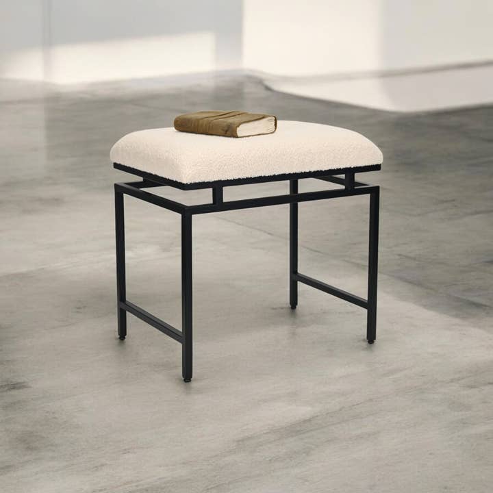 Cheungs Home Decor - Wholesale Bench - Trion Linear Black Bench With Cream Boucle Upholstery2