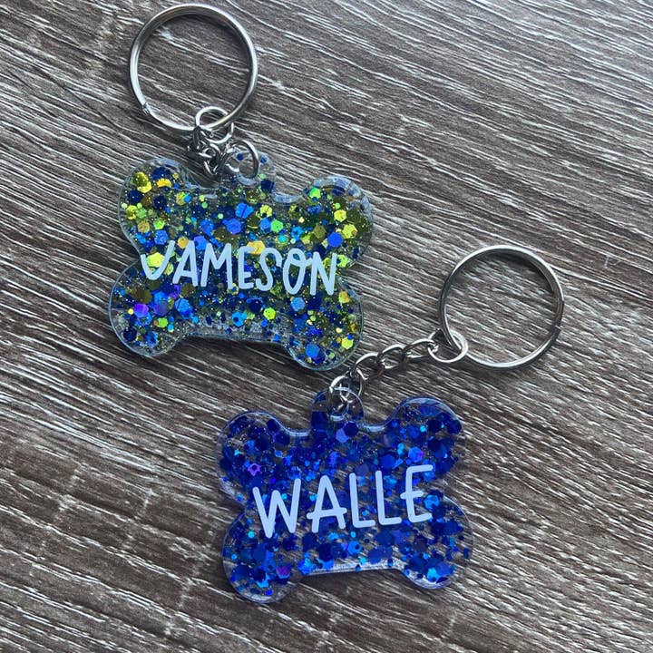 Custom Dog Bone Keychain for wholesale by Megan Ceron Designs